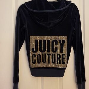 (NWOT) Juicy Couture Sz S Black Velour Hoodie